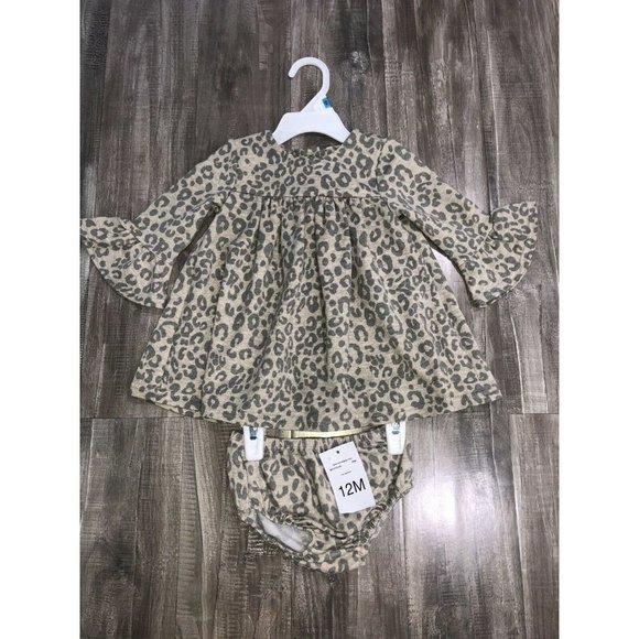 Bonnie Baby Other - Bonnie baby set dress leopard baby girl size 12 mo